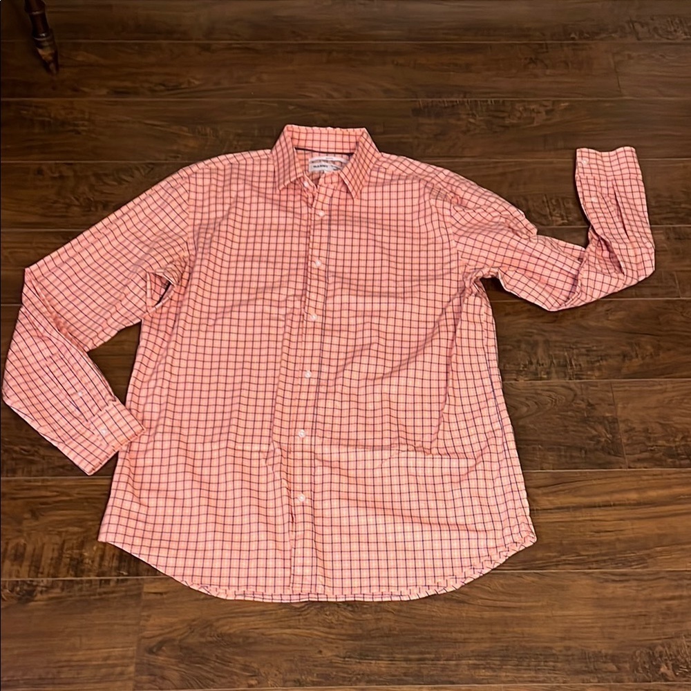 Men's Old Navy Slim Fit Feeling Peachy Cotton Tall Gingham Pattern, Sz. XL.